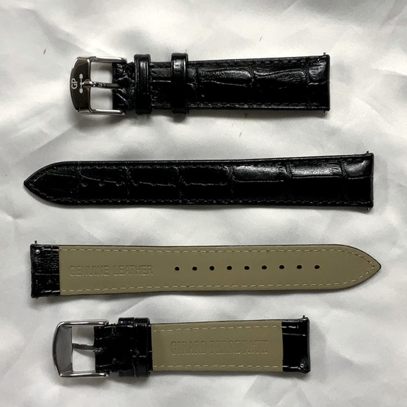 Black Leather Watch Strap - Picture 1 of 3